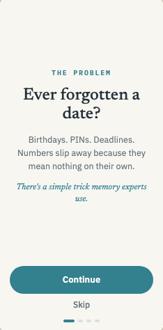 Memodate screen